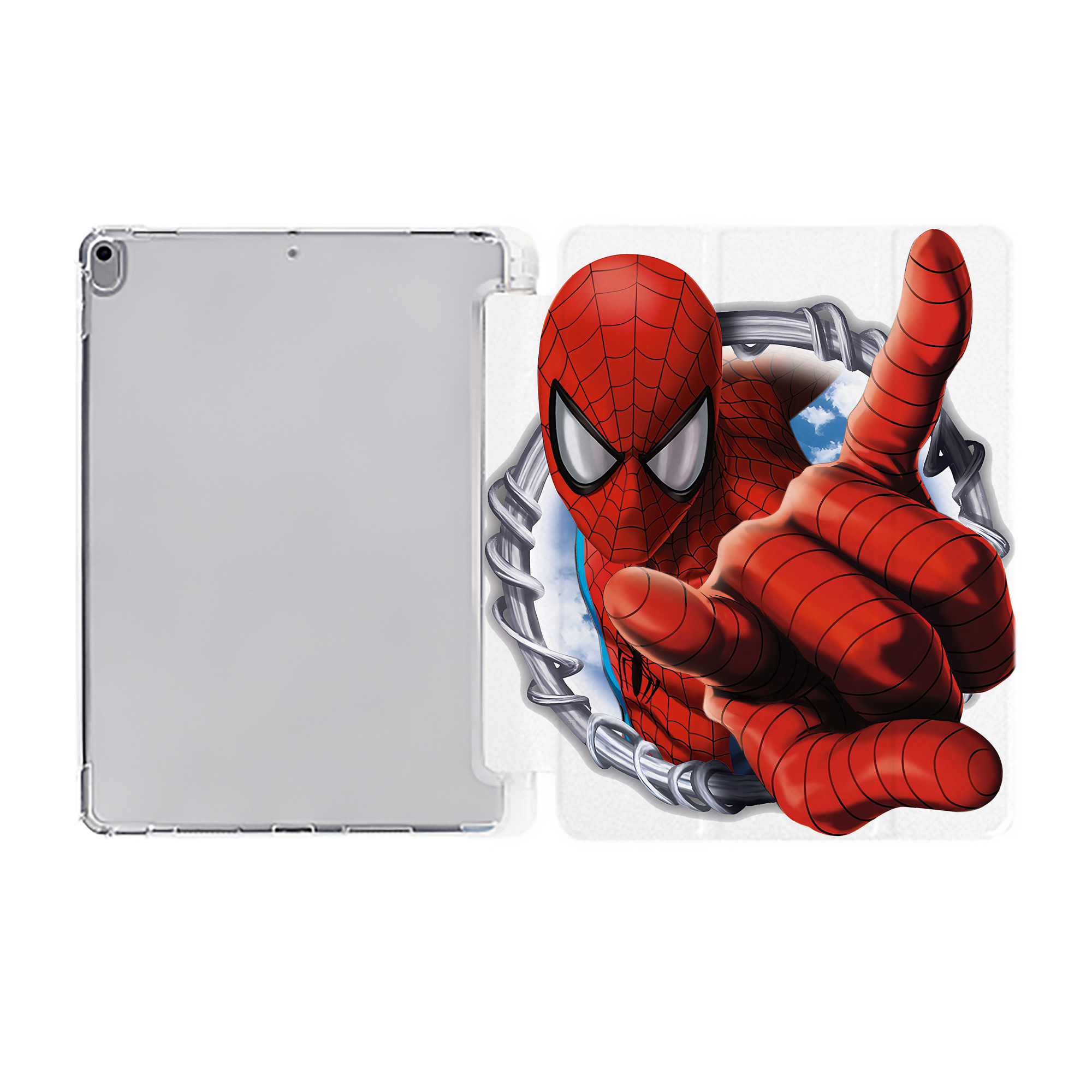 （画像用） Spider Man スパイダーマン IPad ケース ペン収納付き 三つ折りスタンド PUレザー×シリコン 対応機種9.5/10.5/10.9インチ